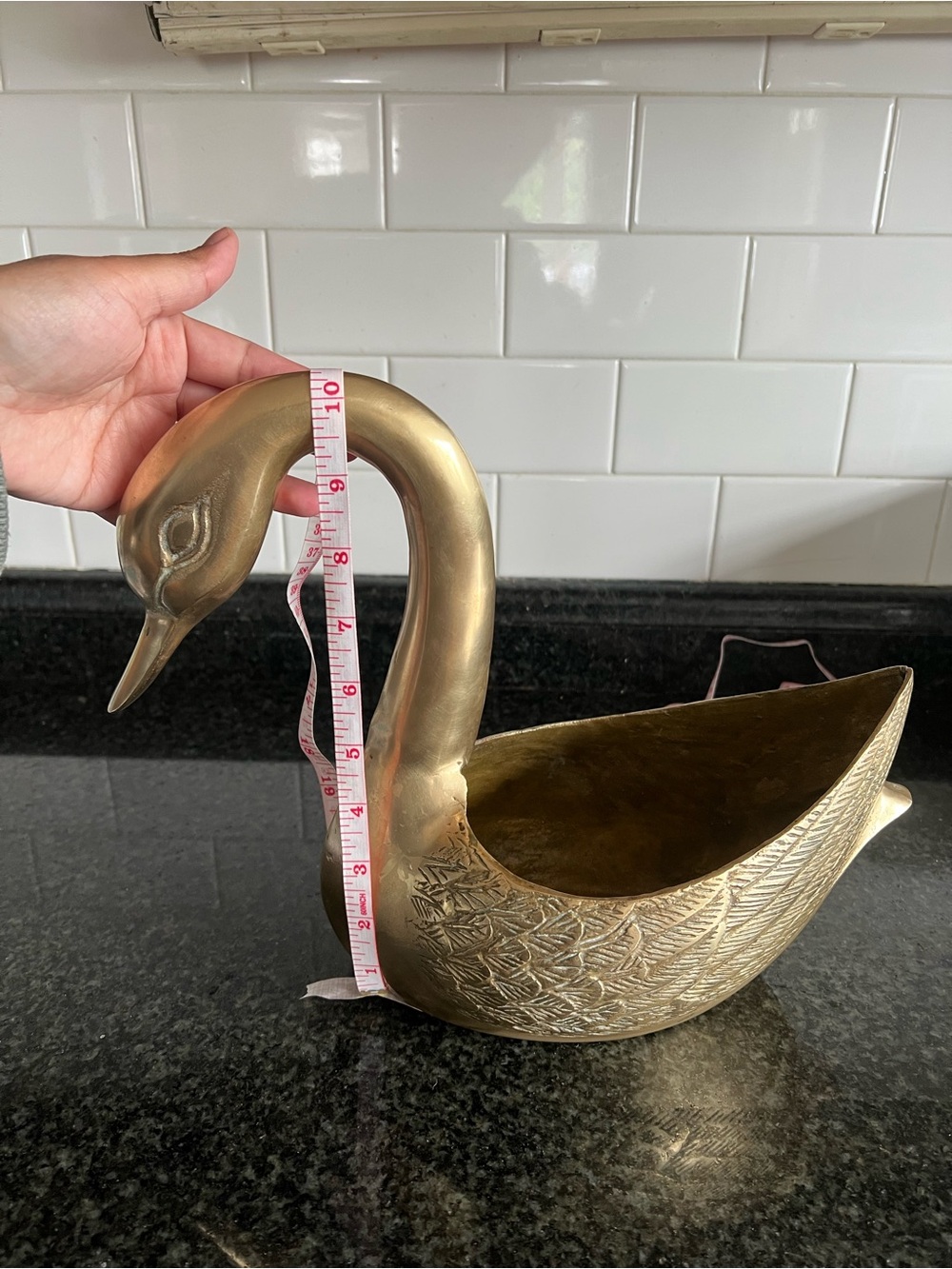 Vintage 1970s extra large Brass Swan Planters set of 2 - Picture 14 of 16